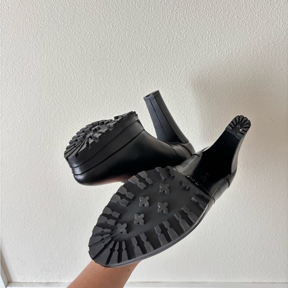 NEW All Saints Sarris Black Leather Platform Chunky Ankle Booties Size 9 - Picture 6 of 11